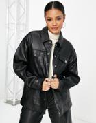 Na-kd Oversized Faux Leather Jacket In Black