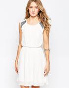 Vero Moda Petite Embroidered Dress - Snow White