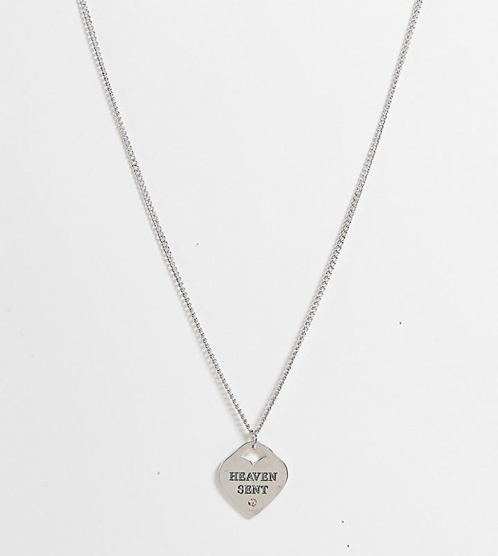 Reclaimed Vintage Inspired Heaven Sent Heart Necklace In Silver