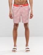 Asos Mid Length Swim Shorts With Geo Print