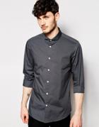 Asos Smart Shirt In Long Sleeve With Cutaway Collar - Dark Gray