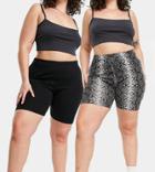 Missguided Plus 2 Pack Legging Shorts In Black And Snake-multi