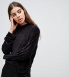 Weekday Velour Sweatshirt In Black