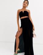 Asos Design Velvet Wide Leg Pants Two-piece With Splits