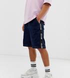 Collusion Denim Shorts With Collusion Taping-blue