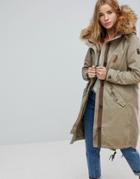 Only Parka With Faux Fur Lining - Gray