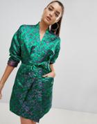 Prettylittlething Floral Kimono Dress - Green