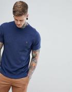 Farah Lesser Slim Fit Waffle Textured T-shirt In Navy - Navy