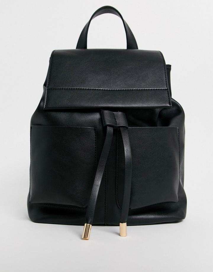 Asos Design Slouchy Backpack With Oversized Pockets-black