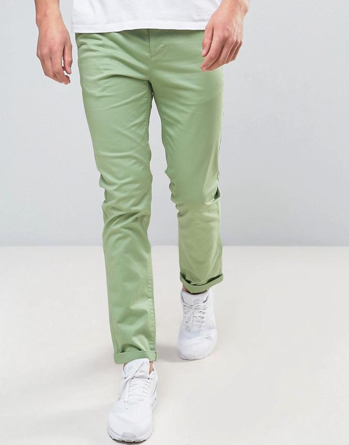Asos Slim Chino In Light Green - Green