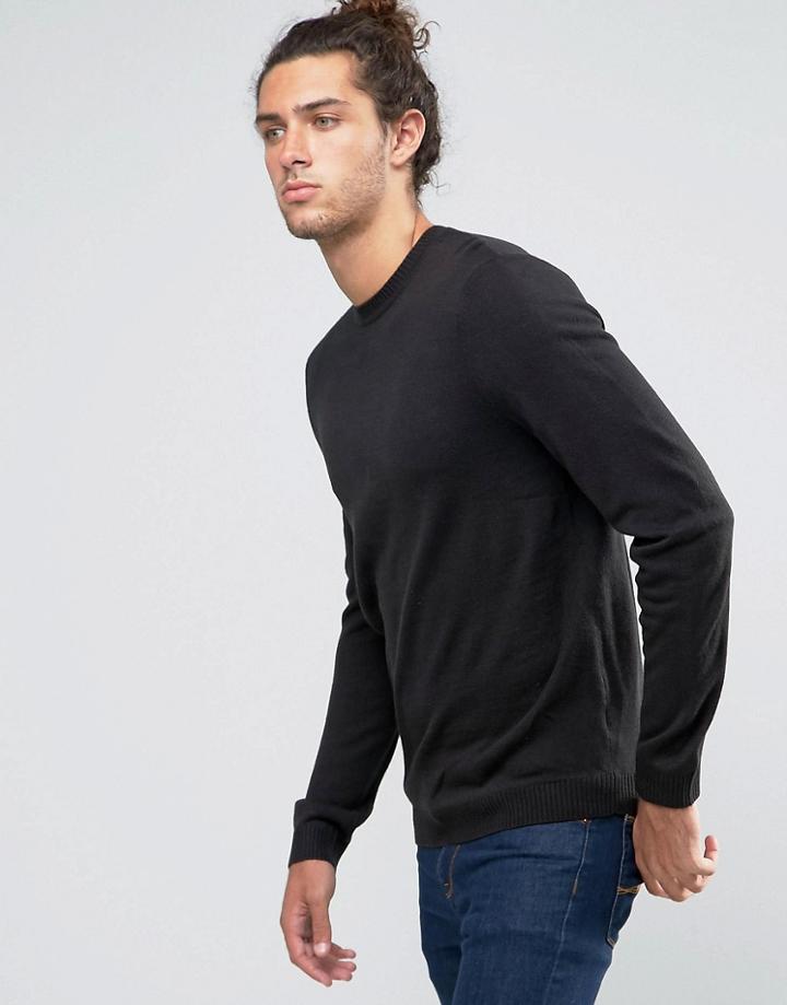 Asos Crew Neck Sweater In Black - Black