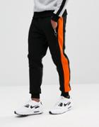 Hype Skinny Joggers In Black With Orange Stripe - Black