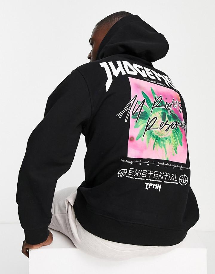 Topman Judgement Graphic Hoodie In Black