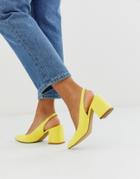 Asos Design Samson Slingback Mid Heels In Pale Yellow - Yellow