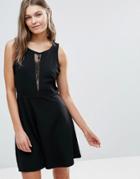 Dex Skater Dress With Mesh Panel - Black