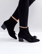 Raid Baretti Black Bow Mid Heeled Ankle Boots - Black