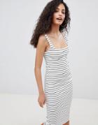 Bershka Jersey Midi Dress In Multi Stripe - Multi