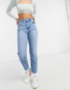 Noisy May Premium Isabel Mom Jeans In Light Blue Denim-blues