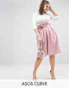 Asos Curve Scuba Prom Skirt With Paperbag Waist - Pink