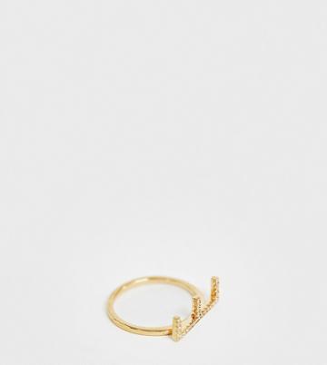 Galleria Armadoro Gold Plated Crystal Pave E Initial Ring - Gold