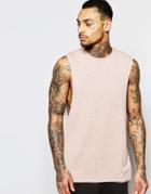 Asos Nepp Jersey Longline Sleeveless T-shirt With Dropped Armhole In Pink - Pink