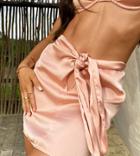 South Beach X Natalya Knot Front Beach Skirt In Dusty Pink