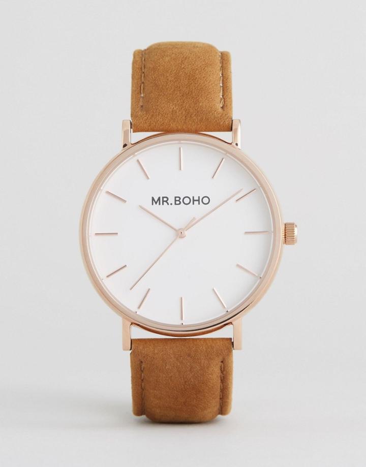 Mr Boho Watch With Tan Suede Strap - Tan
