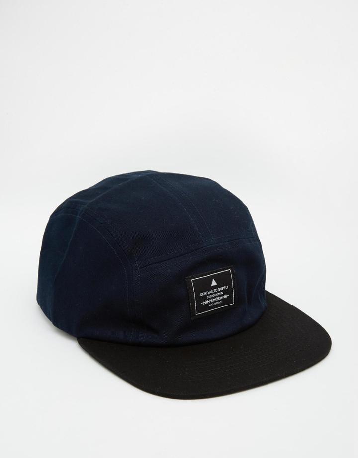 Asos 5 Panel Cap In Navy And Black - Navy