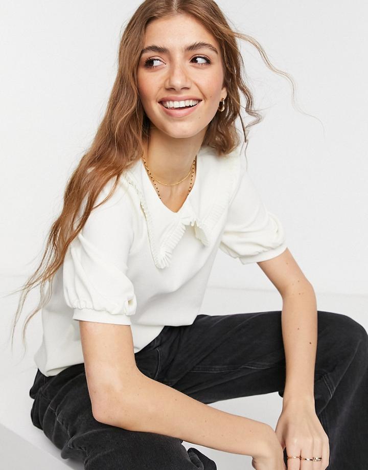 Jdy Collar Detail Top In White