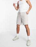 Asos Design Relaxed Skater Chino Shorts In Light Gray