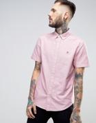 Original Penguin Slim Oxford Shirt Short Sleeve Buttondown In Red Marl - Red
