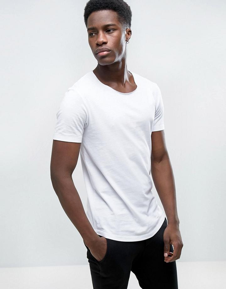 Esprit Longline Scoop Neck T-shirt - White