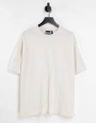 Asos Design Organic Blend Oversized T-shirt With Crew Neck In Stone-neutral