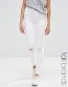 Vero Moda Tall Skinny Distressed Jeans - Cream