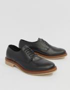 Asos Design Lace Up Shoes In Black Leather With Natural Sole - Black