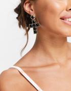 Topshop Statement Stone Cross Drop Earrings In Gold And Black