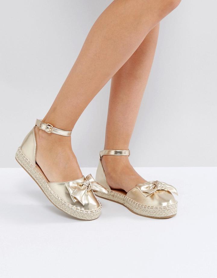 Asos Jassi Bow Espadrilles - Gold