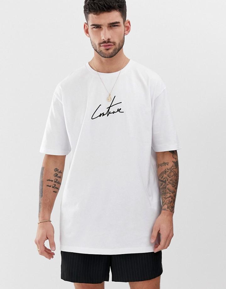 The Couture Club Oversized T-shirt With Chest Logo - White