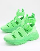 Asos Design Sneaker Sandals With Chunky Sole In Neon Green