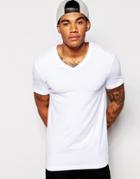 Asos Fitted Fit T-shirt With V Neck And Stretch - White
