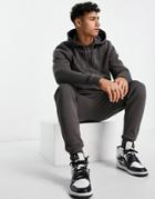 Threadbare Overhead Hoodie & Jogger Tracksuit Set In Charcoal-gray