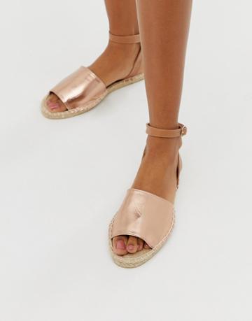 South Beach Rose Gold Espadrille Sandal - Gold