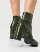 Asos Design Eternity High Heeled Ankle Boots In Green