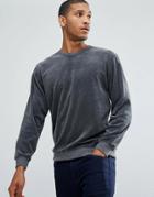 Selected Homme+ Sweatshirt In Velour Jersey - Gray