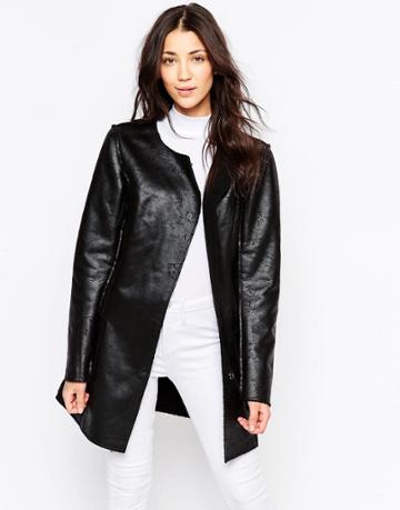 Ichi Sunic Crackle Effect Jacket - Black