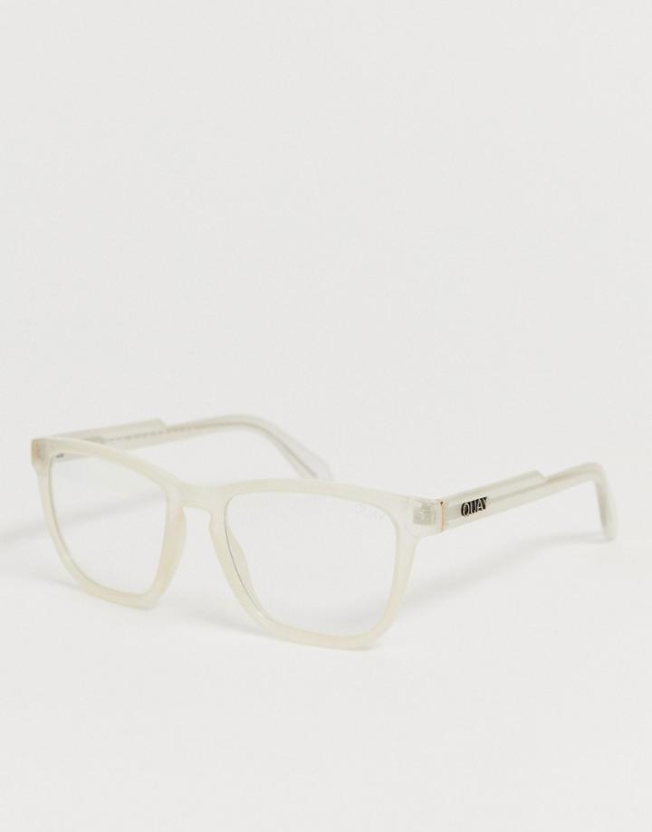 Quay Australia Hardwire Square Blue Light Lens Glasses In Beige - Beige