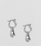 Uncommon Souls Earrings With Hand Design - Silver