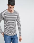 Only & Sons Long Sleeve T-shirt With Raglan Sleeves In Stripe - Gray