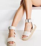 Topshop Wide Fit Paradise Espadrille Sandals In Stone-neutral