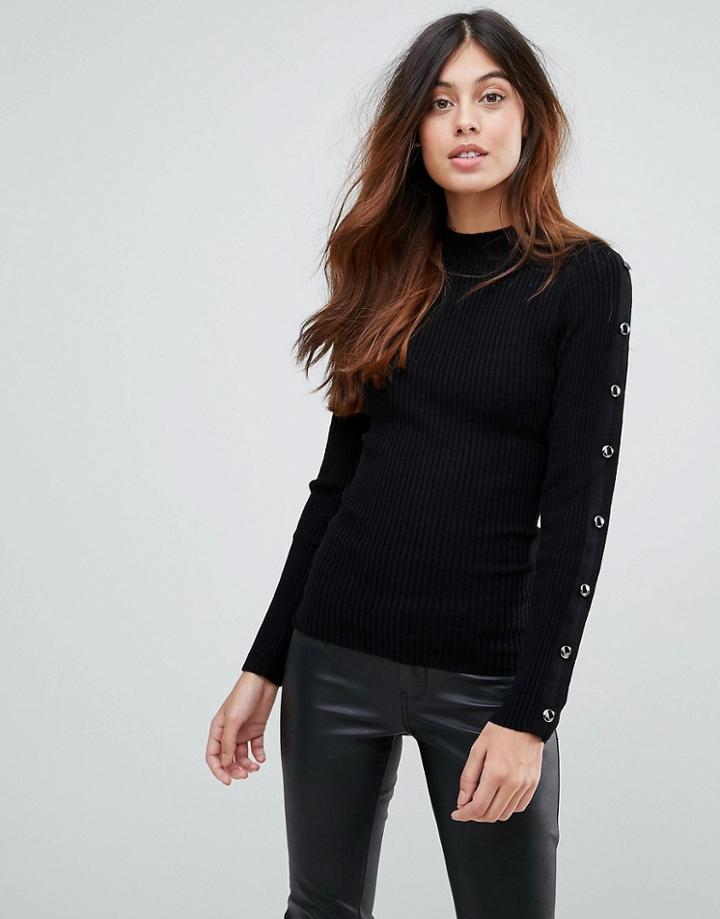 Y.a.s Popper Knitted Sweater - Black
